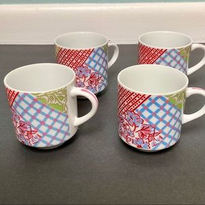 Vintage Quilted Design Tea/Coffee Cups Set (4)
